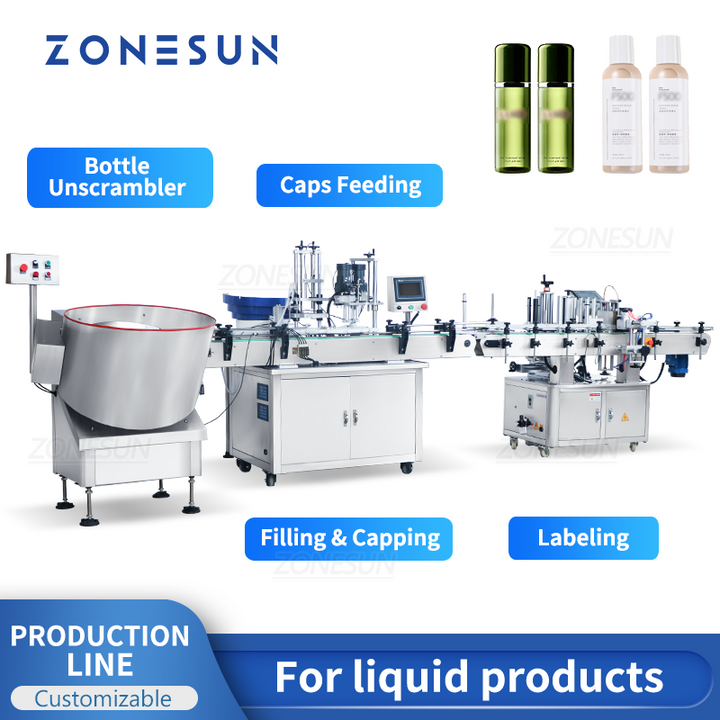 ZONESUN ZS-FAL180Z2 Magnetic Pump Essential Oil Filling Capping Round Bottle Labeling Machine