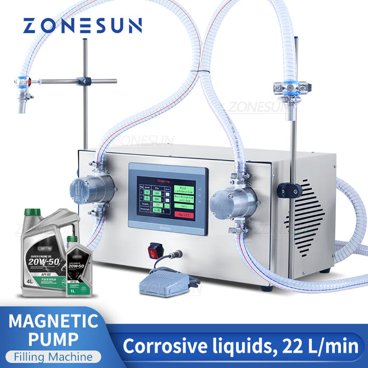 ZONESUN ZS-G25A2 High Flow Rate Dual Magnetic Pump Filling Machine for Corrosive Liquid