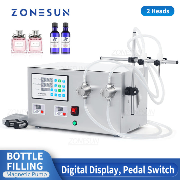 ZONESUN ZS-YTMP2S Digital 2 Head Magnetic Pump Liquid Filling Machine
