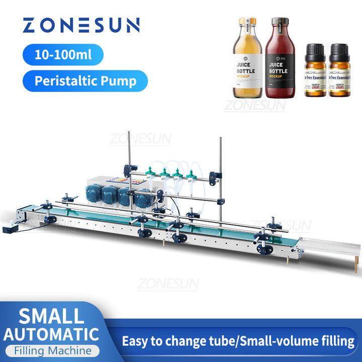 ZONESUN ZS-DTPP100C4 Small Automatic 4 Nozzles Peristaltic Pump Liquid Filling Machine