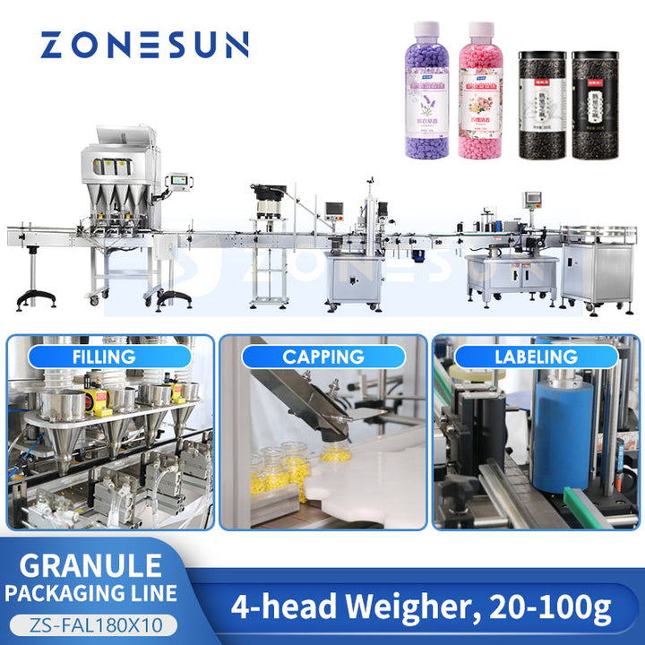 ZONESUN ZS-FAL180X10 Automatic Granule Weighing Filling Capping Labeling Production Line