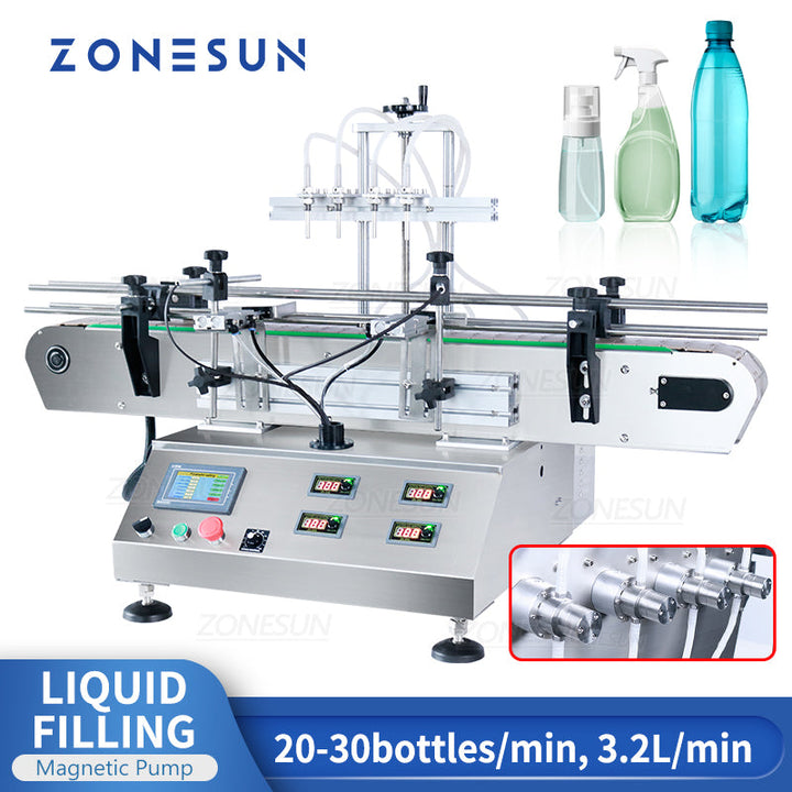ZONESUN ZS-DTMP4C Desktop 4 Nozzles Magentic Pump Liquid Filling Machine