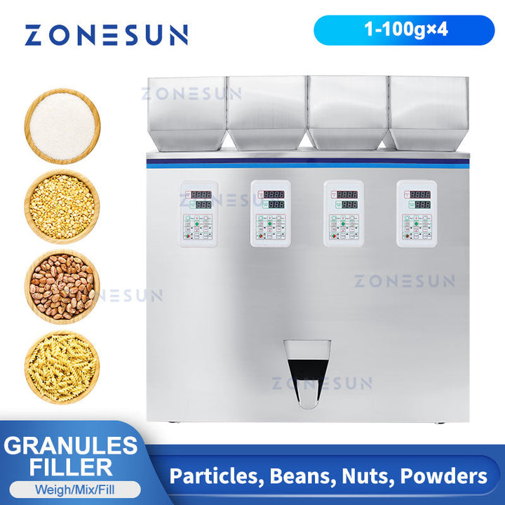 ZONESUN ZS-GWF4 4 Hoppers Granule Powder Filling Weighing Machine