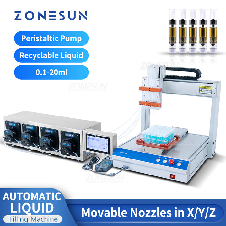ZONESUN ZS-XYZ4A Peristaltic Pump Small-volume Vial Bottle Liquid Filling Machine