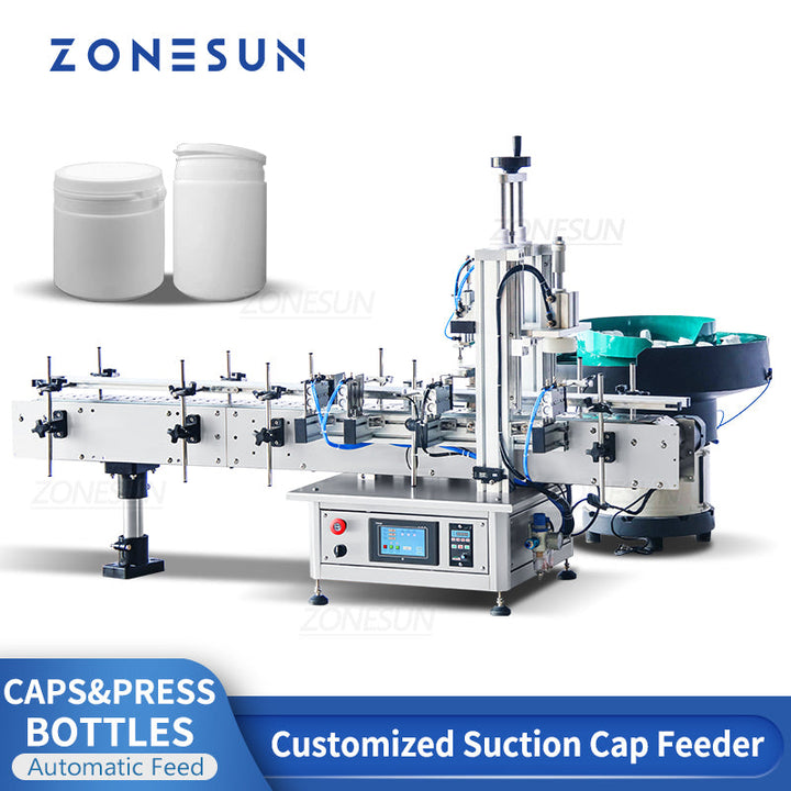 ZONESUN ZS-XG1870G Automatic Cap Pressing Machine With Cap Feeder