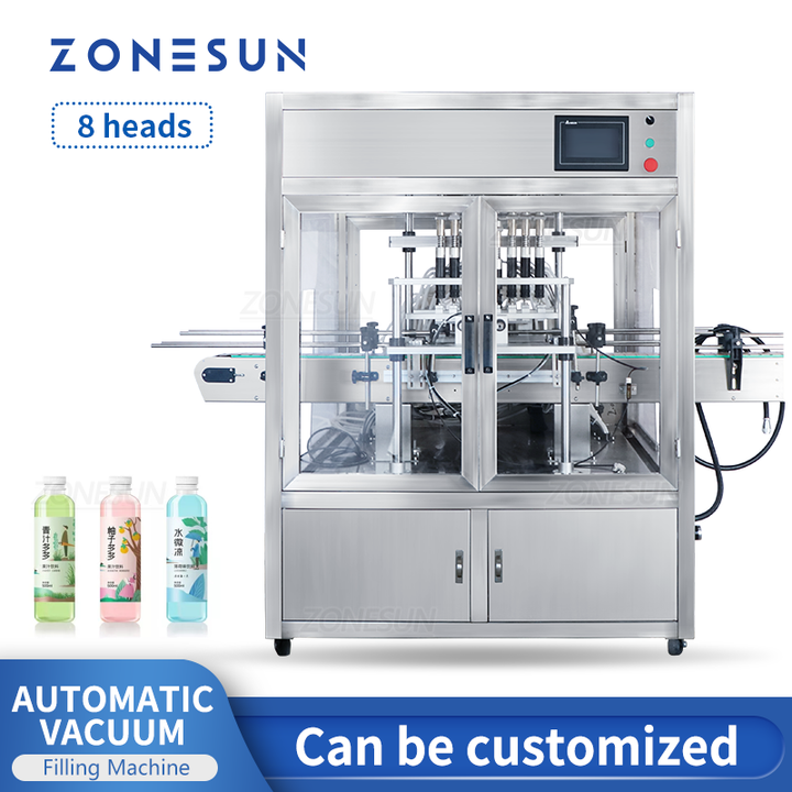 ZONESUN ZS-YTZL8A Automatic 8 Nozzles Vacuum Liquid Filling Machine With Dust Cover