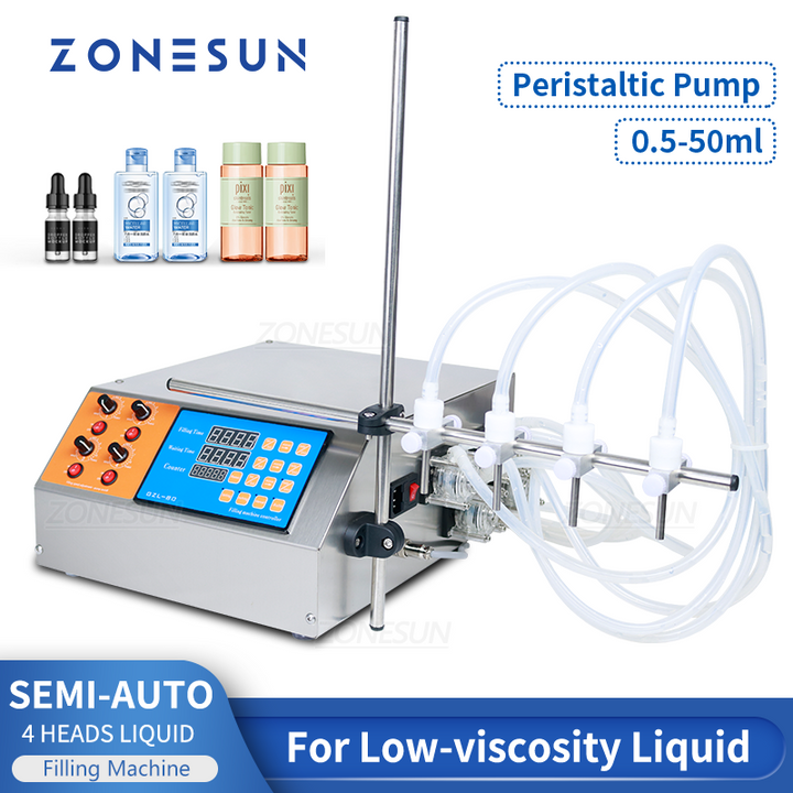 ZONESUN ZS-YTPP4T Semi-automatic 4 Nozzles Peristaltic Pump Liquid Filling Machine