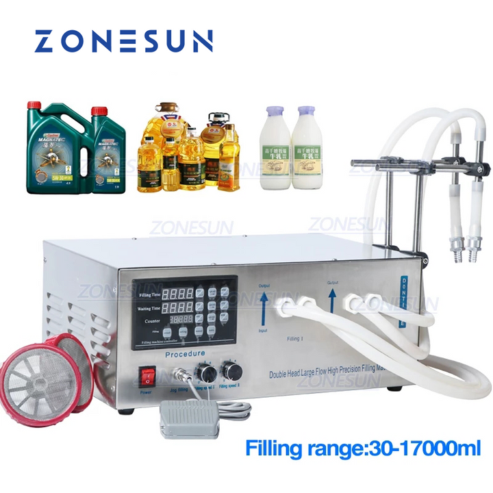 ZONESUN GZ-D1 Semi Automatic 2 Nozzles Diaphragm Pump Liquid Filling Machine