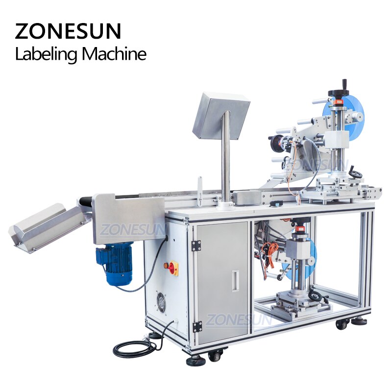 Labeller Encoder Splitter Box ZONESUN Automatic Labeling Machine Double Side Container Top & Bottom ...