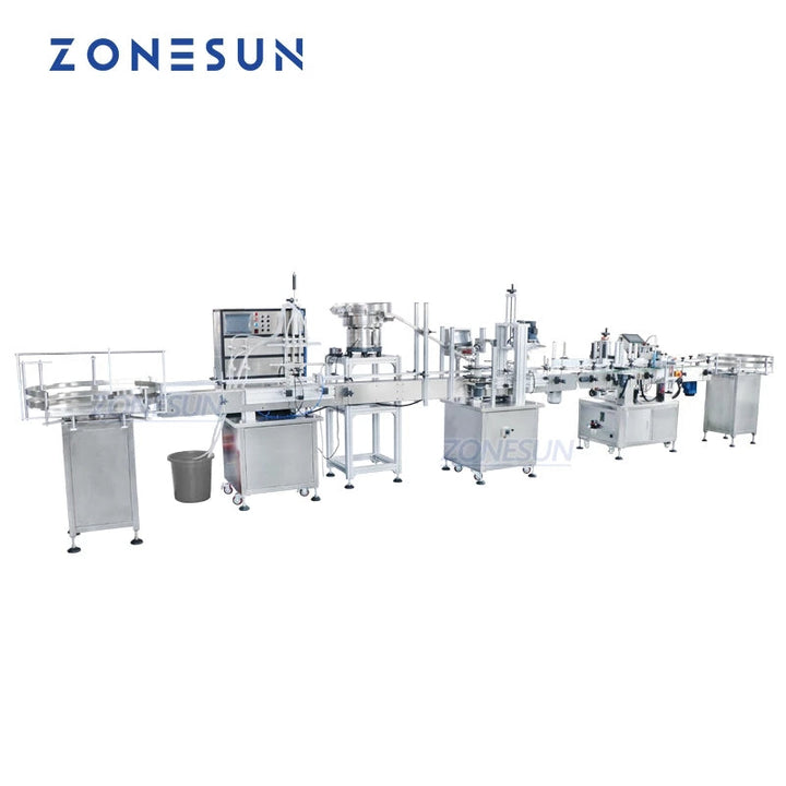 Zonesun ZS-FAL180P3 Filling Capping And Round Labeling Machine Automatic Production Line