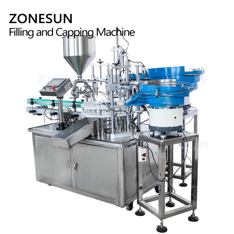 ZONESUN ZS-AFC2 Automatic Paste Filling And Capping Machine With Cap F ...